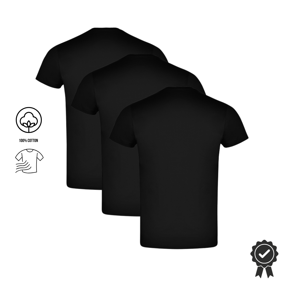 3er SET Atomi T-Shirts Schwarz