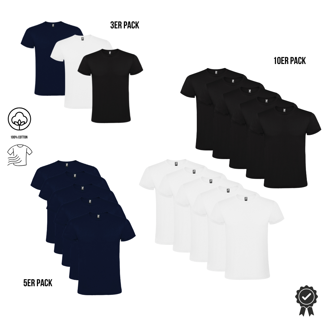 Herren T-Shirt Sets 3er, 5er, 10er, 15er, 20er Pack, 100% Bw. Sparpack M-XXL Atomic 150