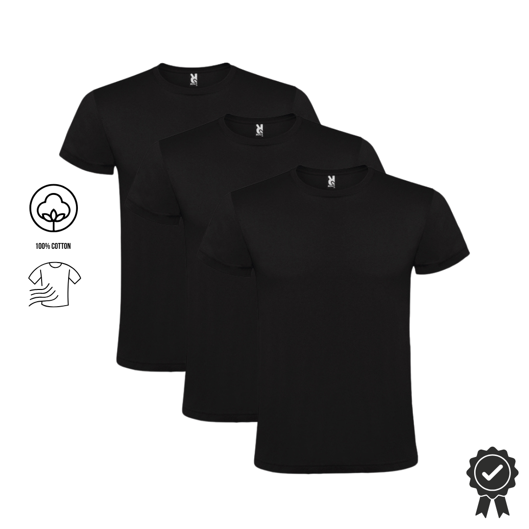 3er SET Atomi T-Shirts Schwarz